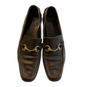 Gucci Horsebit brown leather loafers slip on men's size 10.5